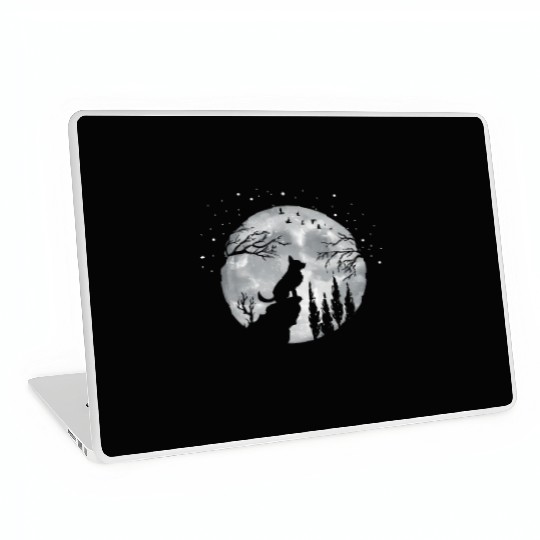 German Shepherd Dog Full Moon At Night German Laptop Skins