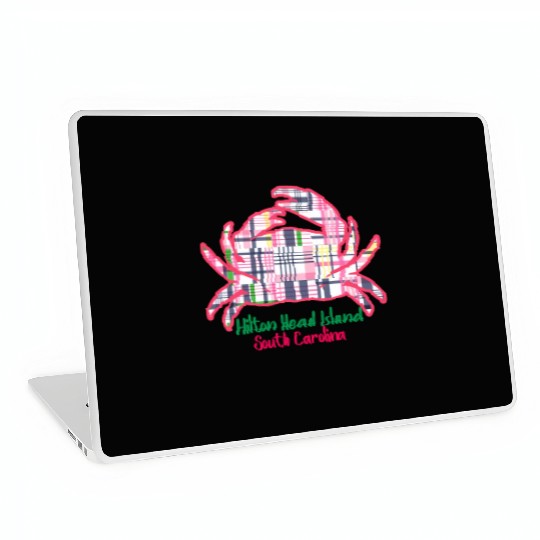 Hilton Head Island Preppy Plaid Crab Laptop Skins