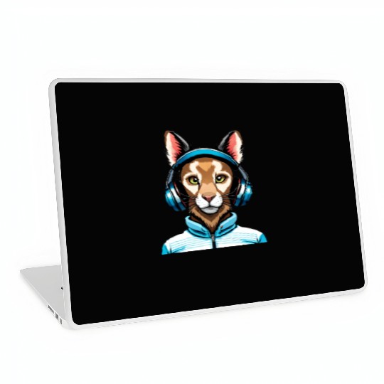 Cool rabbit with headphones Laptop Skins