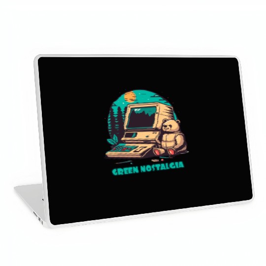 Green Nostalgia Toy Bear Nature Computer Laptop Skins
