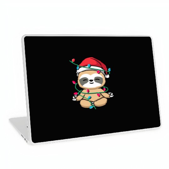 Sloth Lover Gift Kawaii Santa Sloth Christmas Laptop Skins