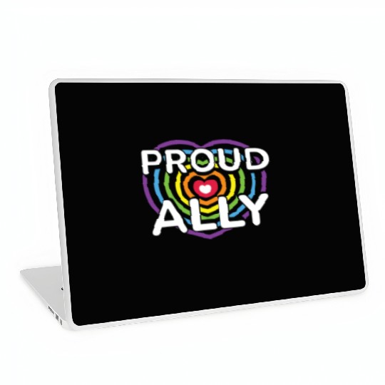 Proud Ally Rainbow Heart LGBTQIA Pride Month v02 Laptop Skins