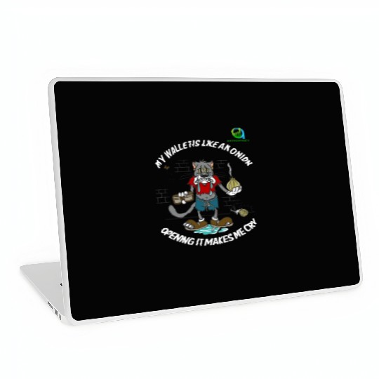 Financial Humor Laptop Skins: Crying Onion Wallet - White T