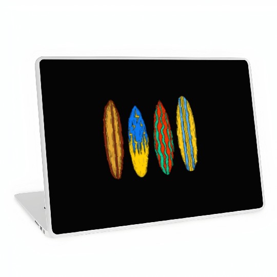 And Colorful Surfboards On Tropical Waves Laptop Skins