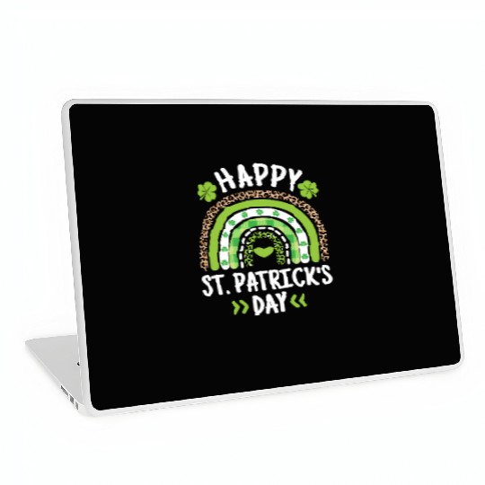 Happy St Patric Day Leopard Print Rainbow Laptop Skins