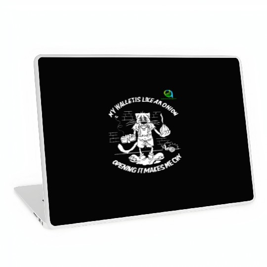 Financial Humor Laptop Skins: Crying Onion Wallet - White
