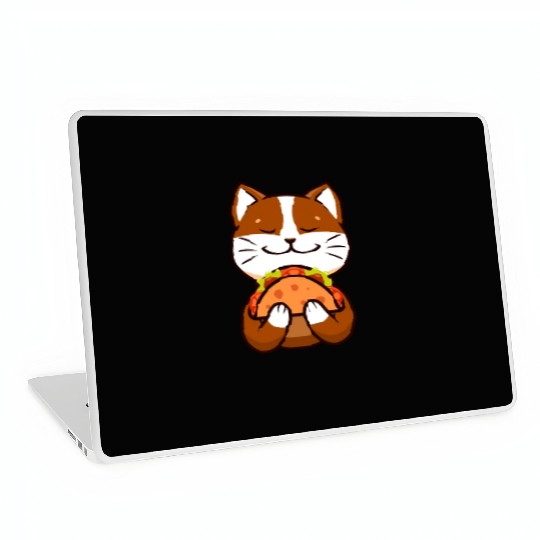 Brown Cat Cartoon Tacos Funny Cute Taco Lover Laptop Skins