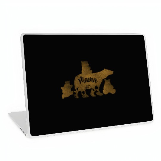 Mama Bear With 3 Baby Bear Cubs Following Mama Laptop Skins