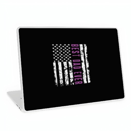 Best Dad Ever With US American Flag Fathers Day Laptop Skins