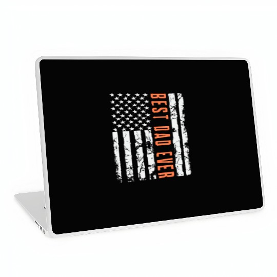 Best Dad Ever With US American Flag Laptop Skins
