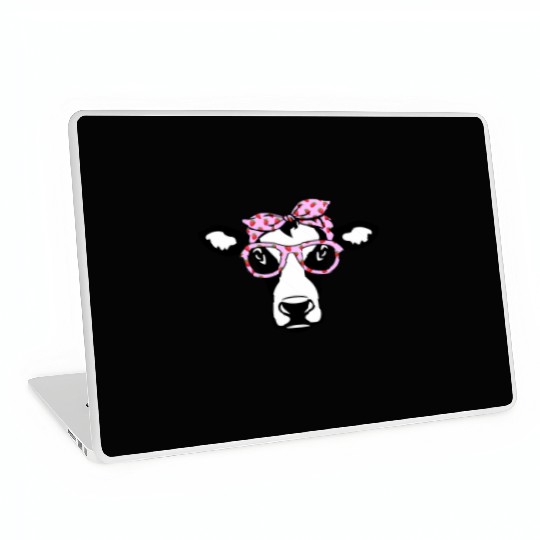 Cow With Bandana Glasses Strawberry Cattle Heifer Laptop Skins