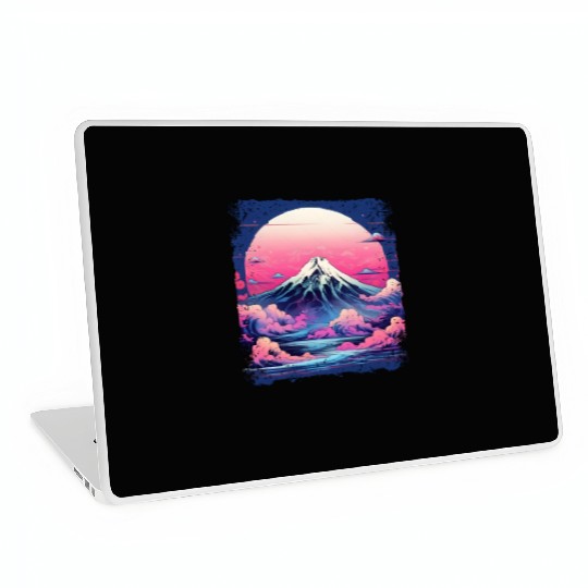 Vaporwave Volcano Aesthetic Japan Sight Mount Fuji Laptop Skins