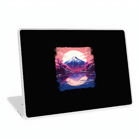 Vaporwave Aesthetic Japan Sight Mount Fuji Volcano Laptop Skins
