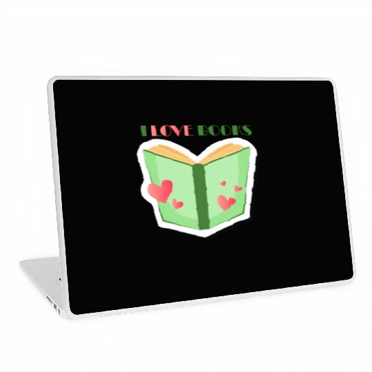 I Love Boo Reading Book Typography Store Laptop Skins