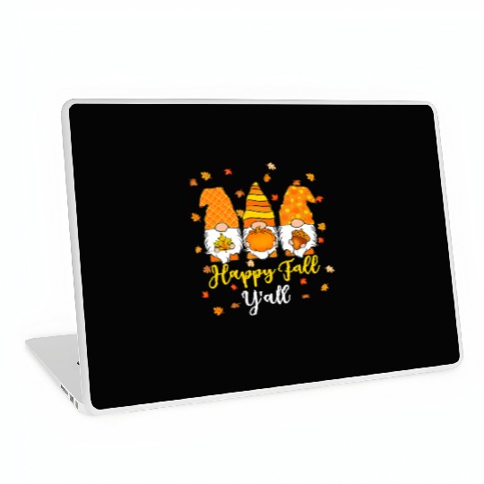 Happy Fall Y'all Cute Gnome Autumn Funny Laptop Skins