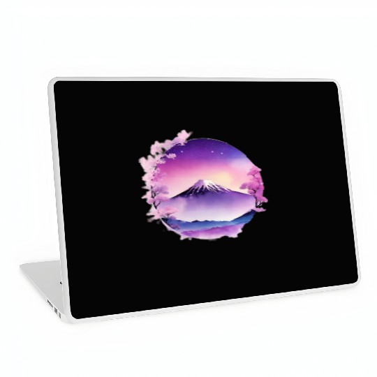 Japan Mount Fuji Dreamy Lo-Fi Style Retro Purple Laptop Skins