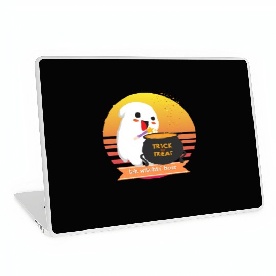 Halloween Cute Ghost Witching Hour Trick Or Treat Laptop Skins