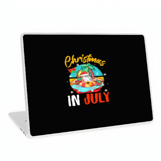 Christmas In July Hawaiian Santa Relaxing On Laptop Skins
