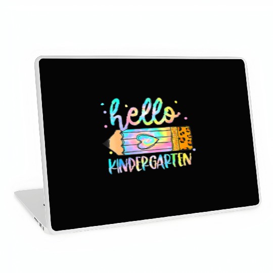 Back To School Hello Kindergarten Leopard Tie Dye Laptop Skins