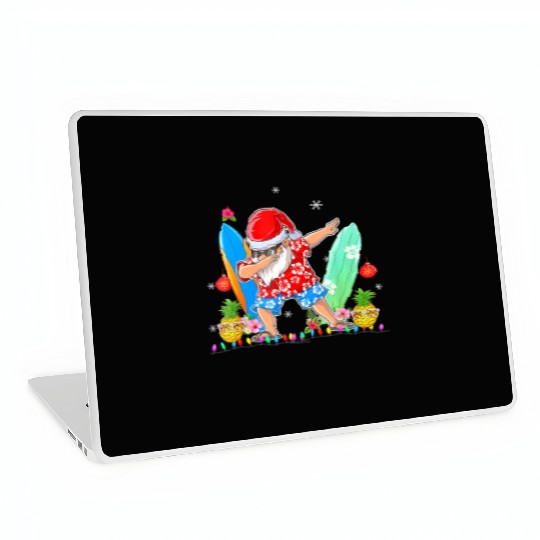Dabbing Santa Christmas In July Hawaiian Xmas Laptop Skins