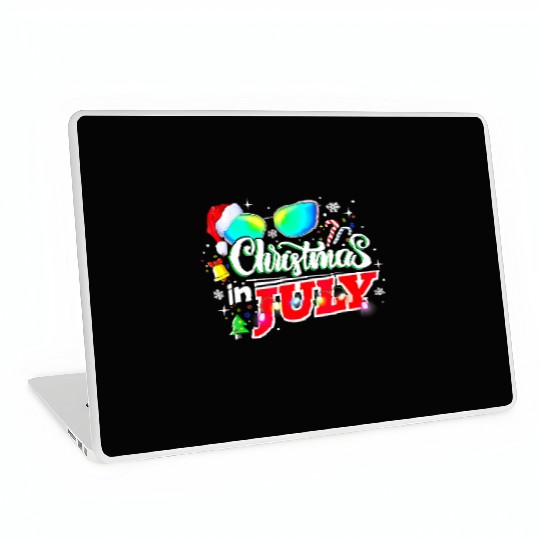 Christmas In July Santa Hat Sunglasses Summer Laptop Skins