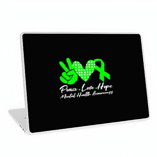 Peace Love Hope Tal Health Awareness Green Ribbon Laptop Skins