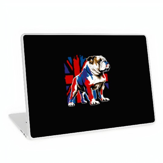 British Bulldog With Union Jack Flag King Charles Laptop Skins