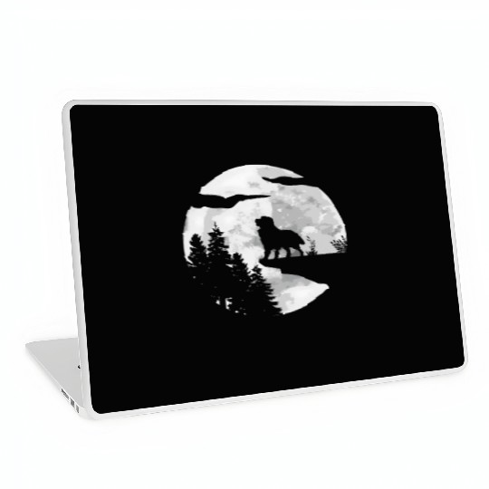 Dog Owner Full Moon At Night Pet Bernese Mountain Laptop Skins
