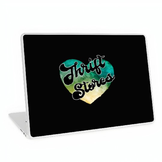 Thrift Stores green yellow watercolor heart Laptop Skins
