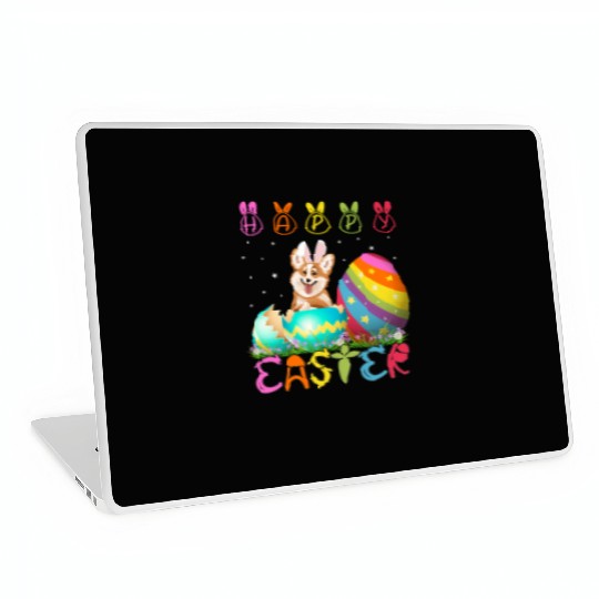 Easter Day Corgi Dog Family Easter Laptop Skins