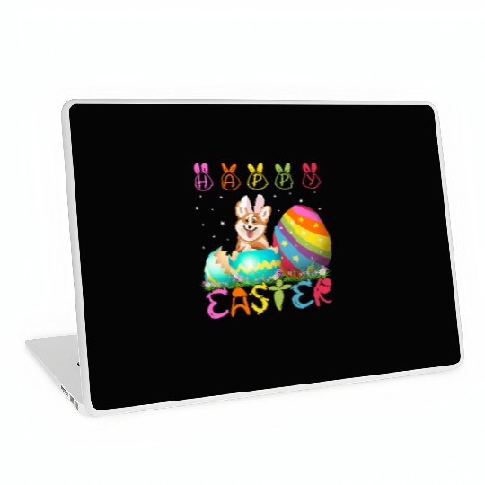 Easter Day Corgi Dog Family Easter Laptop Skins