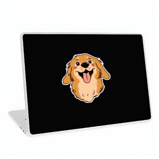 Happy Golden Retriever Dog Lover Puppy Retro Laptop Skins