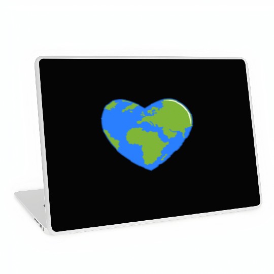 Earth Day World Map as Love Heart Laptop Skins