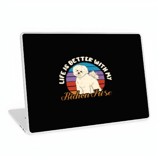 Life Is Better With My Bichon Frise Retro Vintage Laptop Skins