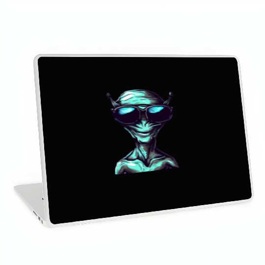 Cool Green Alien with Sunglasses Laptop Skins