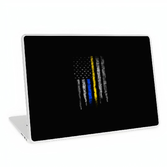 Gold Blue Line 911 Police Dispatcher First Laptop Skins