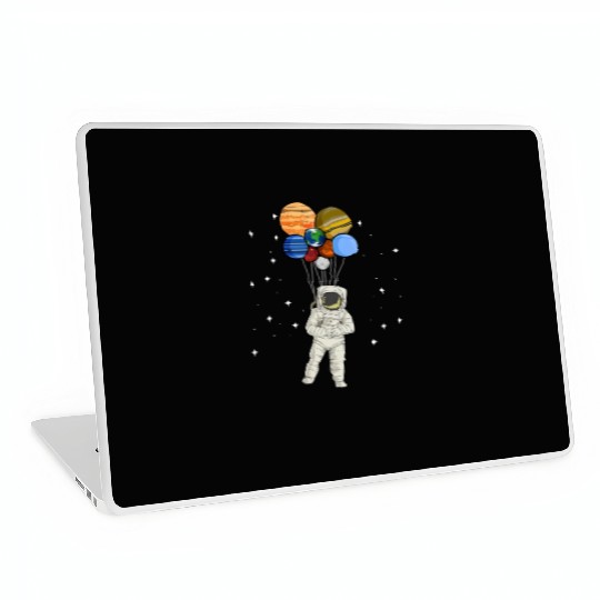 Astronaut Holding Planet Balloons of Solar System Laptop Skins