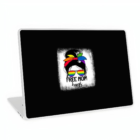 Free Mom Hugs Womens Messy Bun LGBTQ Free Mom Hugs Laptop Skins