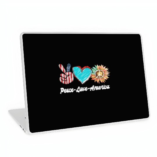 Peace Love America US Flag Fourth Womens JULY 4TH Laptop Skins
