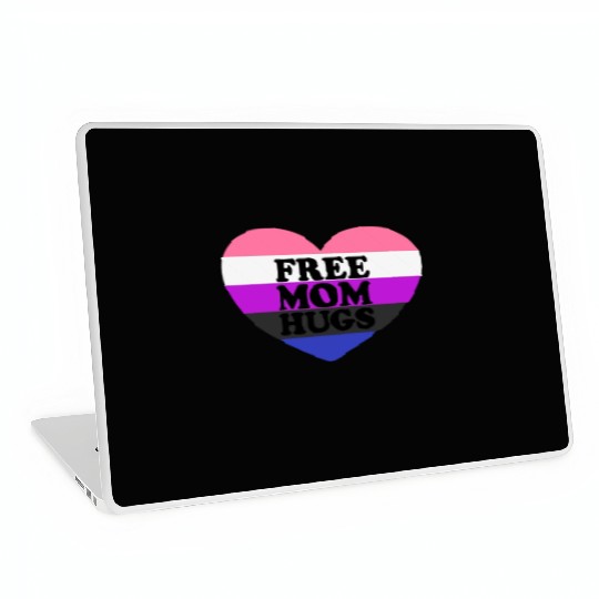 Free Mom Hugs Genderfluid Flag Heart LGBTQ Laptop Skins