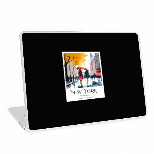 Couple walking in the streets of New York City Laptop Skins