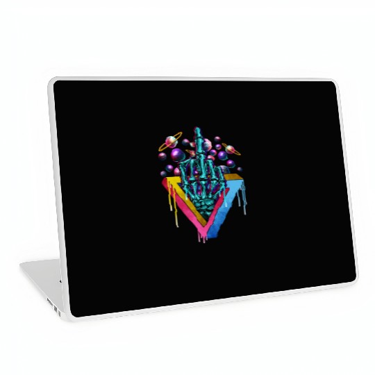 Trippy skeleton middle finger Laptop Skins