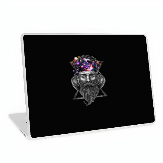 Long beard hipster trippy solar system Laptop Skins