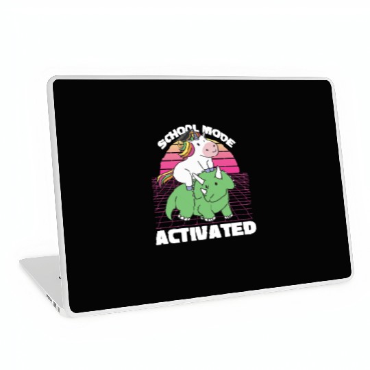 Student Unicorn Triceratops Dino Back To School Laptop Skins