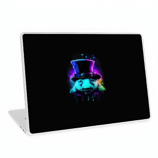 Cute Tardigrade in a Top Hat - Retro Disco Drip Ar Laptop Skins