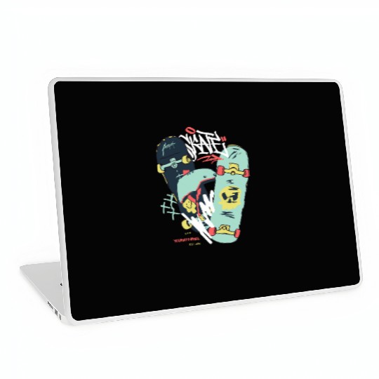 Modern Illustrated Skateboard Laptop Skins