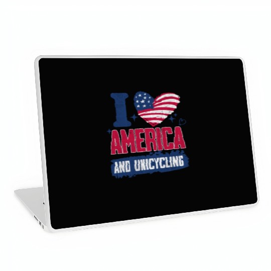 I Love America And Unicycling Laptop Skins