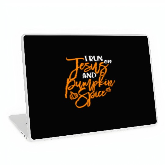 Running I Run On Jesus And Pumpkin Spice Laptop Skins
