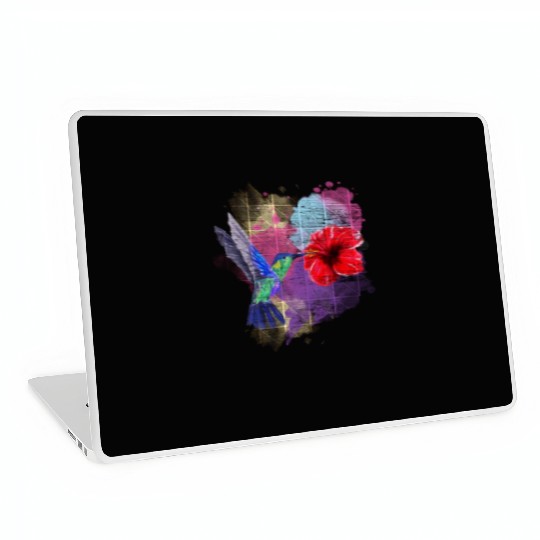 Pretty Bird Animal Hibiscus Flower Hummingbird Laptop Skins