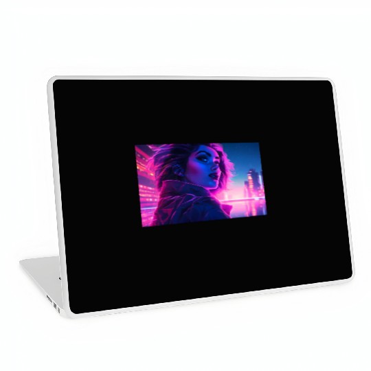 Synthwave Girl - Futuristic Design neon colors Laptop Skins
